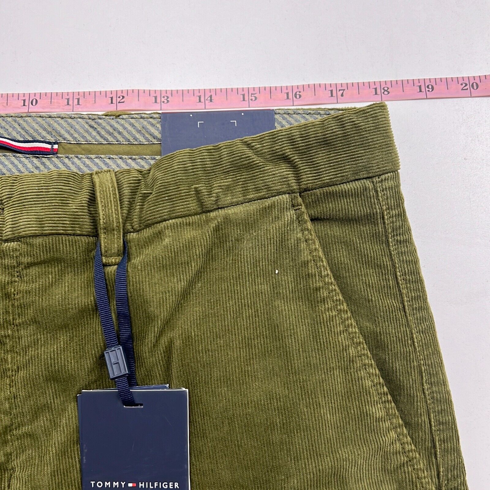 NWT Tommy Hilfiger Men's Green Straight Fit Corduroy Chino Pants Size 36x34