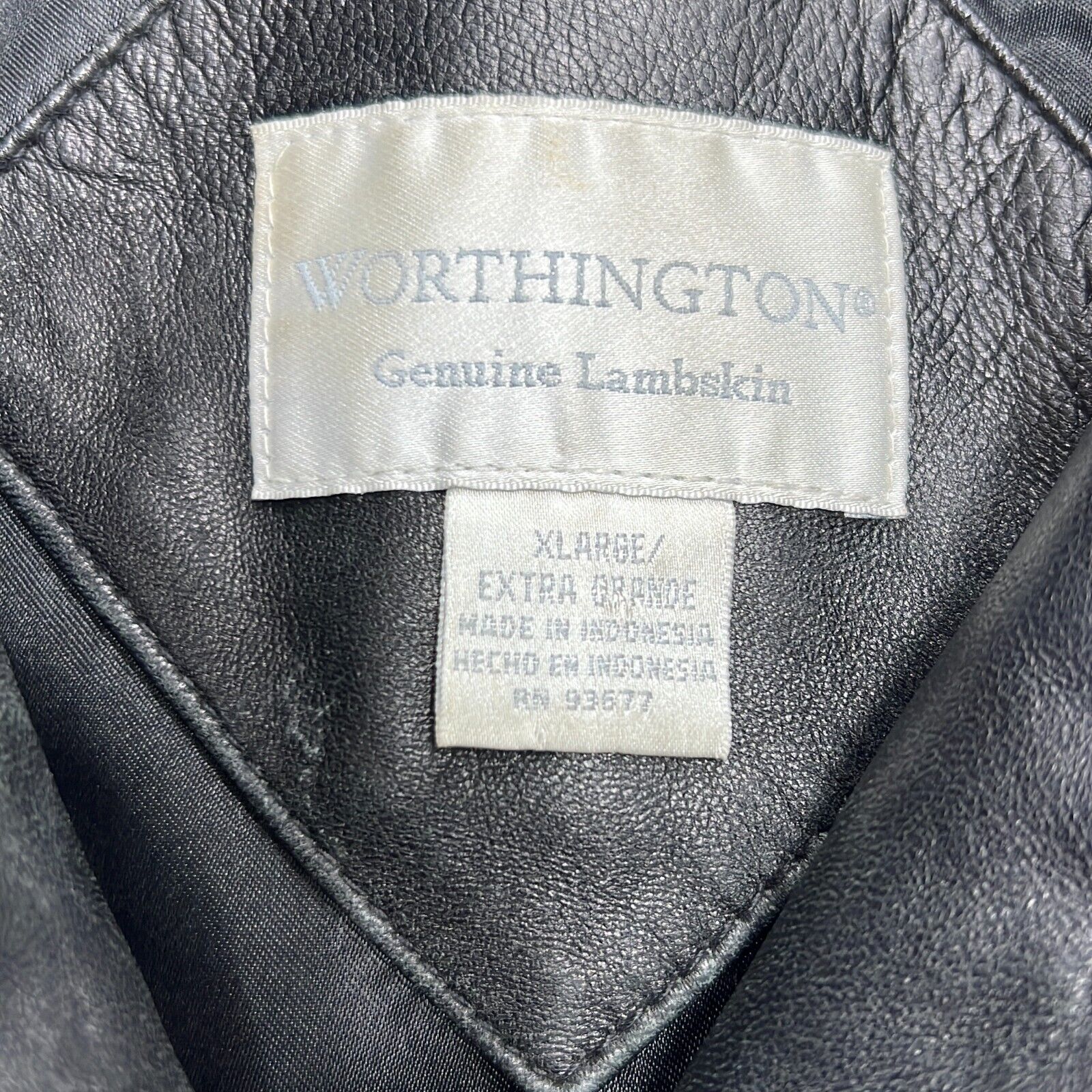 Worthington Women's Black Genuine Leather Collared Button Front Jacket Size XL