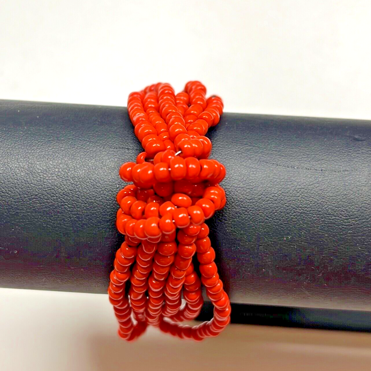 Costume Jewelry Multi Layered Orange Beaded Bracelet