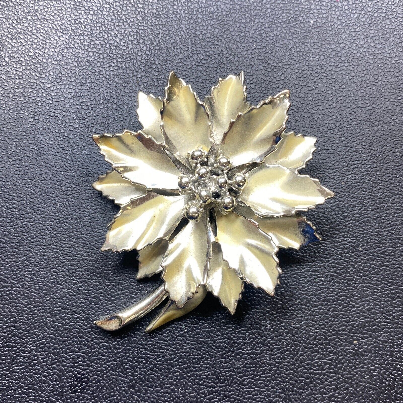 Coro Silver Tone Costume Jewelry Engraved Floral Pin Brooch