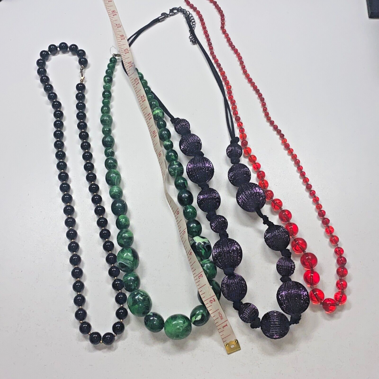 Lot Of 4 Fashion Jewelry Multicolor Graduated Beaded Necklaces