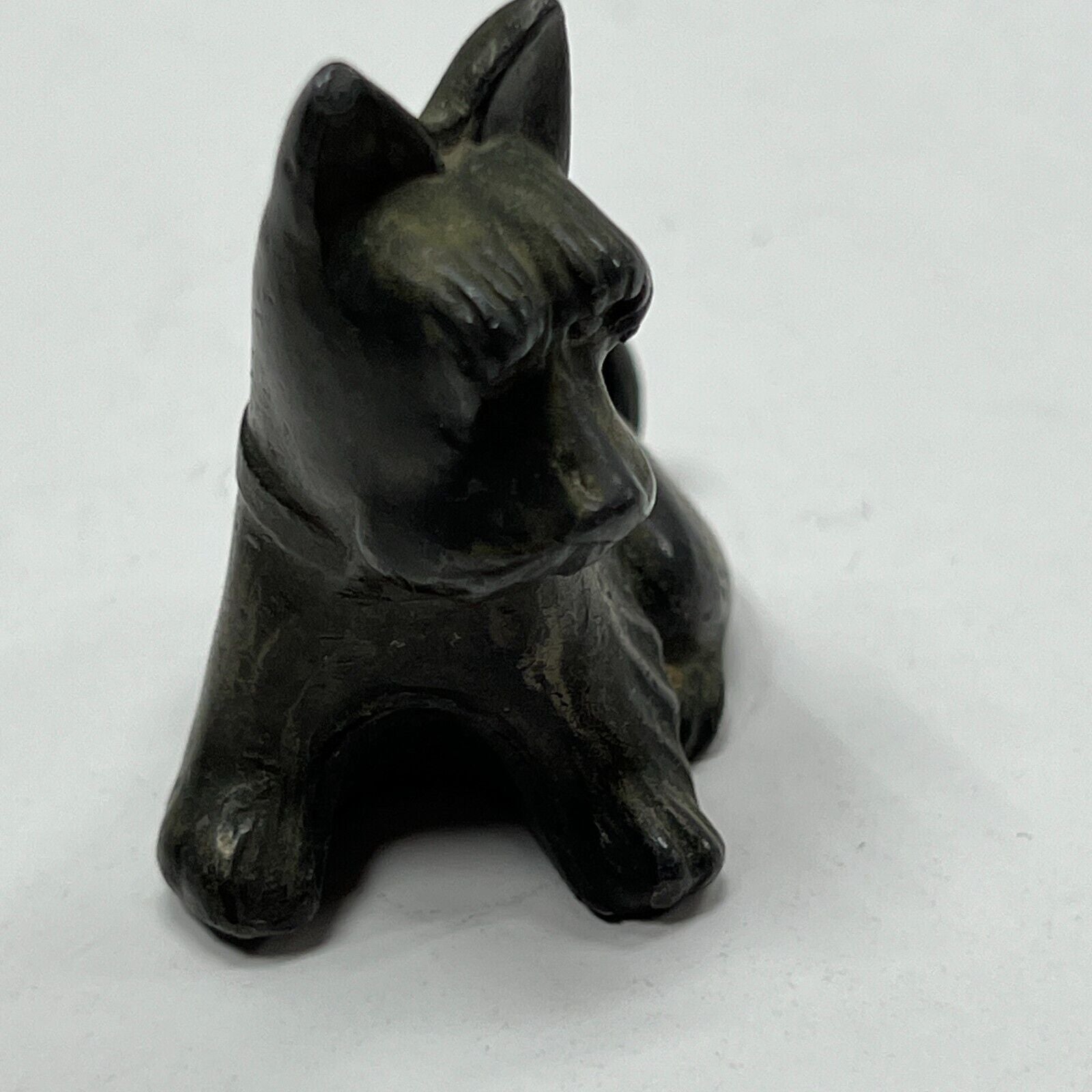 Metal Scottie Dog Scottish Terrier Fan Pull Signed Japan Vintage