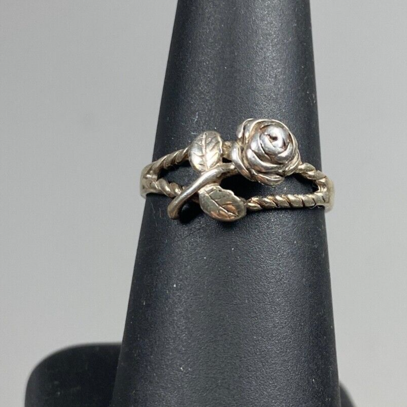 Sterling Silver Fine Jewelry Engraved Rose Split Shank Ring Size 6 US 2.17g