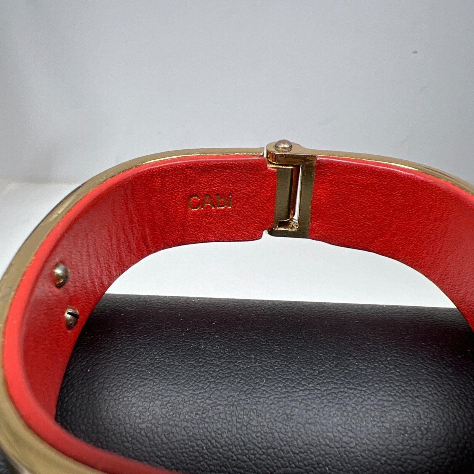 Cabi Gold Tone Costume Jewelry Red Leather Cuff Bracelet