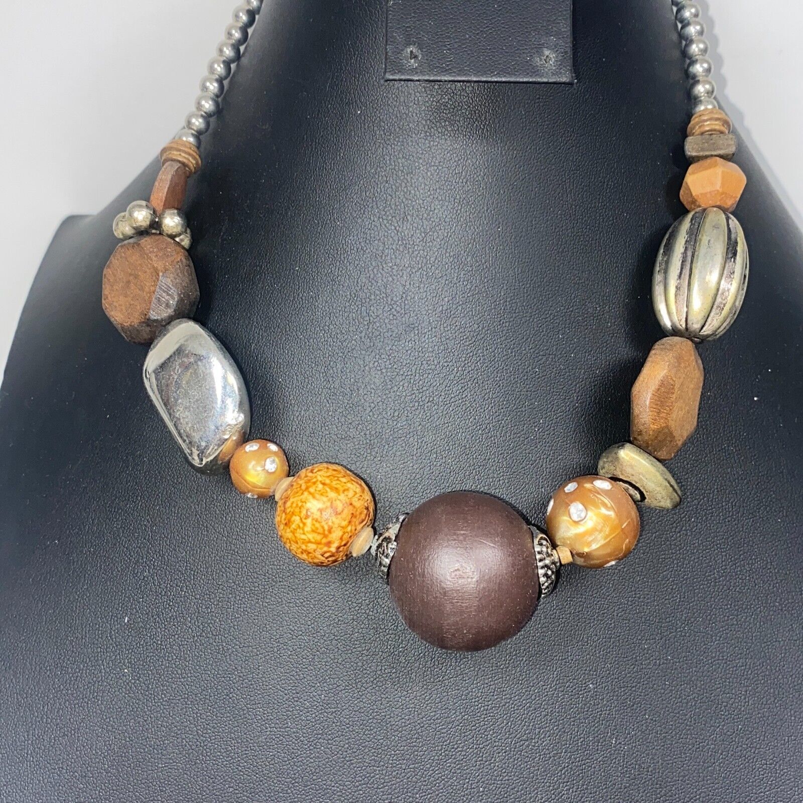 Lot Of 4 Adjustable Earth Tone Multicolor Beads Pendant Necklaces