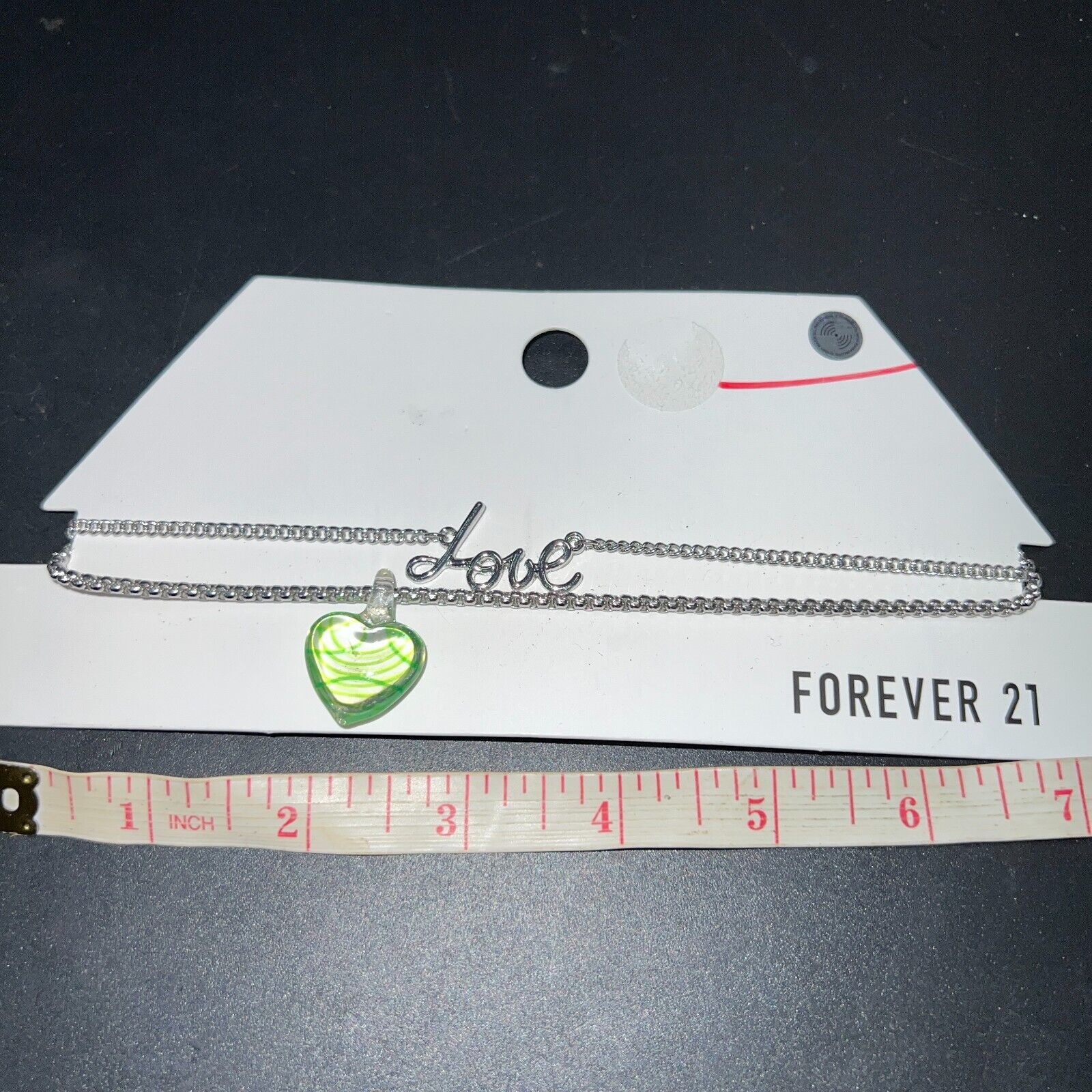 LOVE Green Heart Choker Necklace From Forever 21 NWT