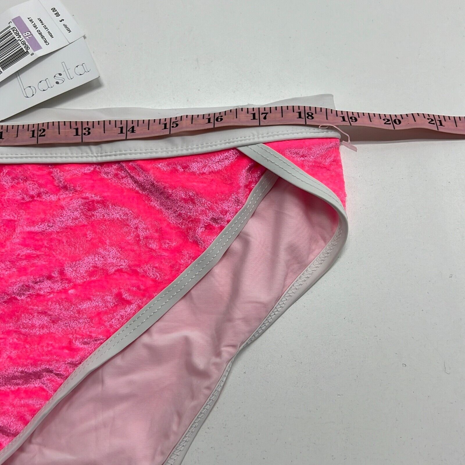 NWT Basta Surf Women's Pink Crushed Velvet Bikini Bottom Size 18 Made In USA