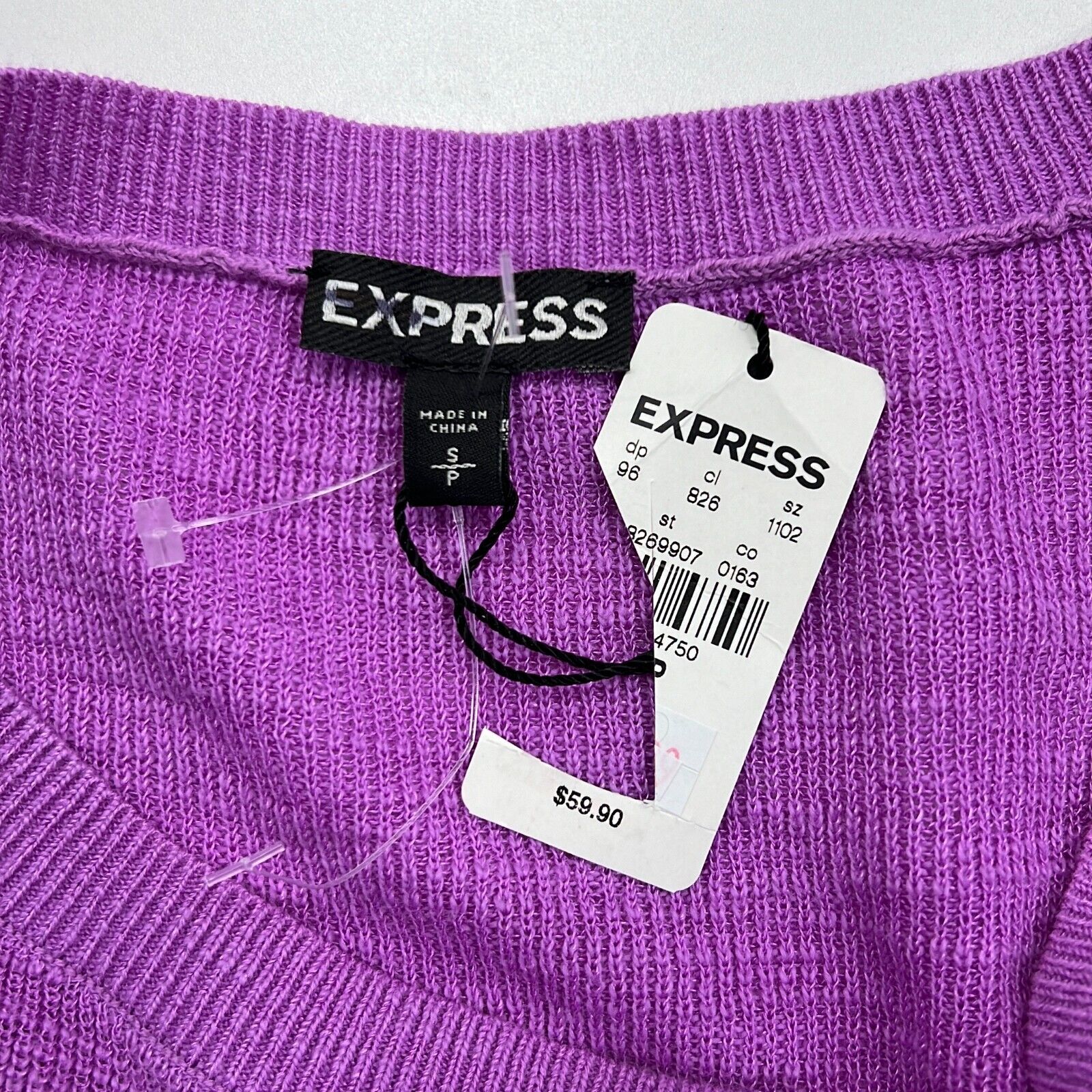 NWT Express Women's Purple Round Neck Ruffle Sleeve Blouse Top Size Small