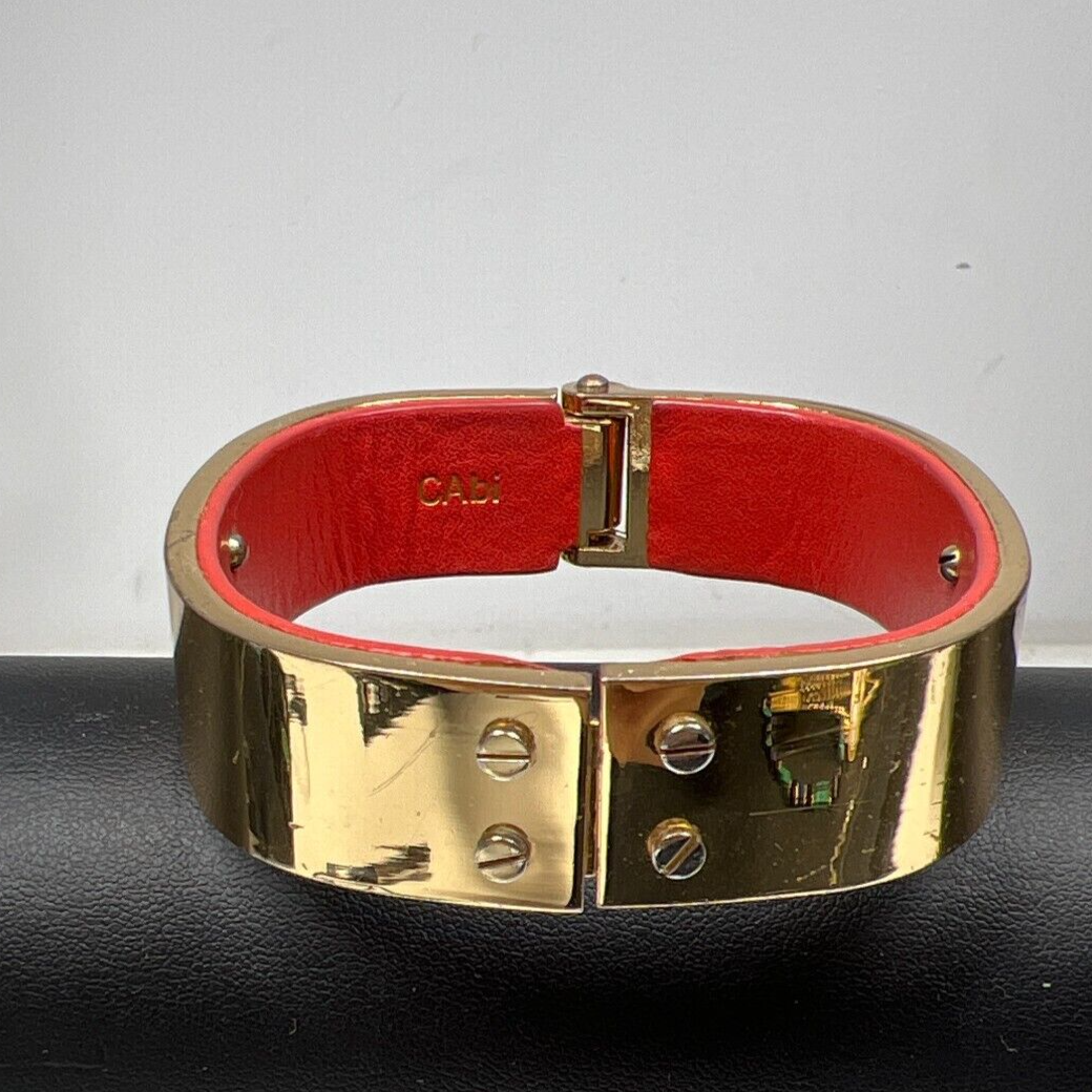 Cabi Gold Tone Costume Jewelry Red Leather Cuff Bracelet