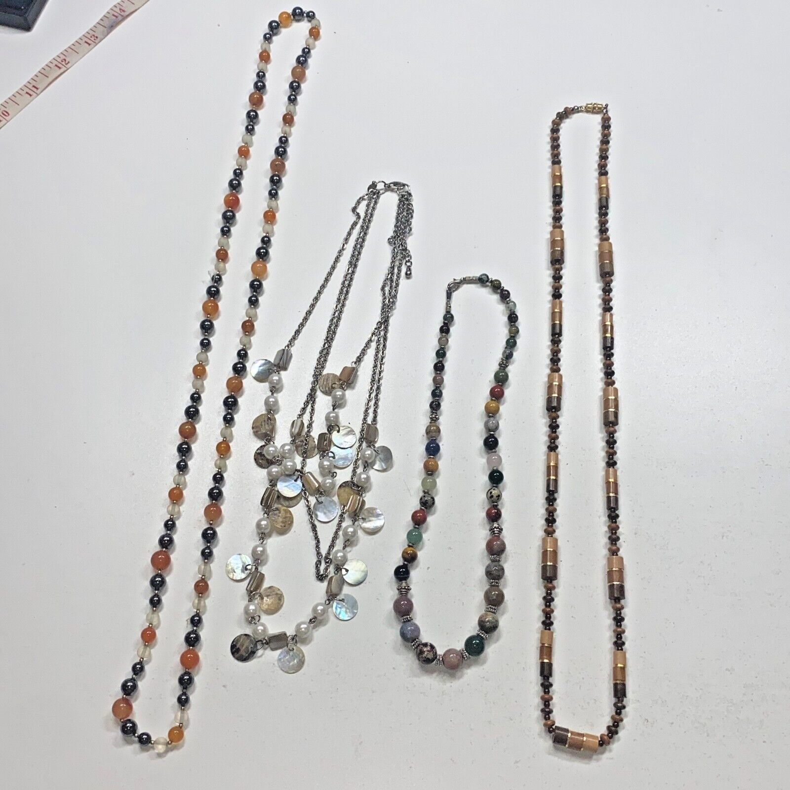 Lot Of 4 Multicolor Stone Beaded Layered Necklace