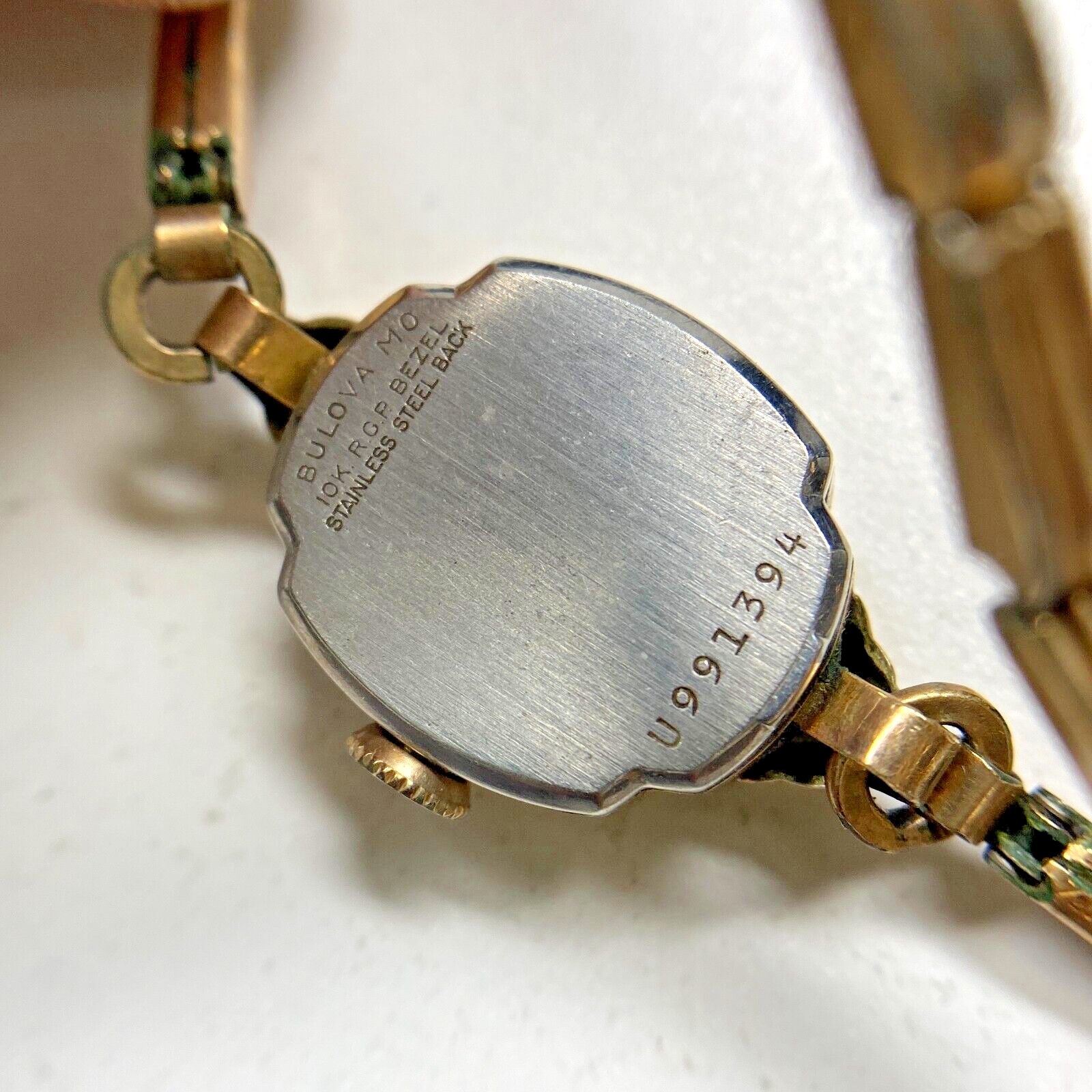 Bulova Duchess Women's 1/20 10K GF Chain Quartz Square Analog Wristwatch
