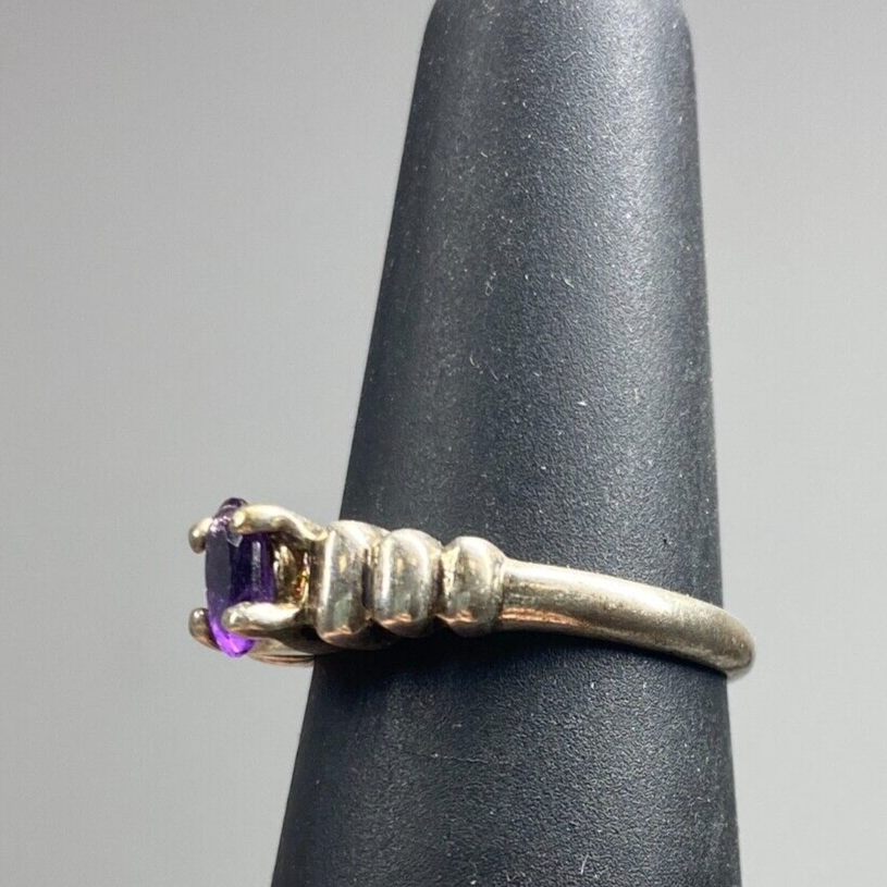 Sterling Silver Purple Amethyst Stone Solitaire Ring Size 5.75 US 2.50g