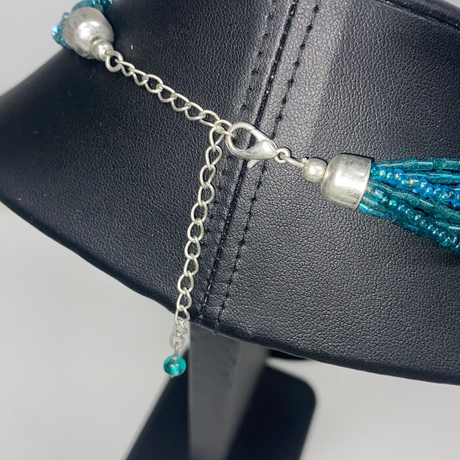 Fashion Jewelry Blue Green Seed Beads Multi Strand Pendant Necklace