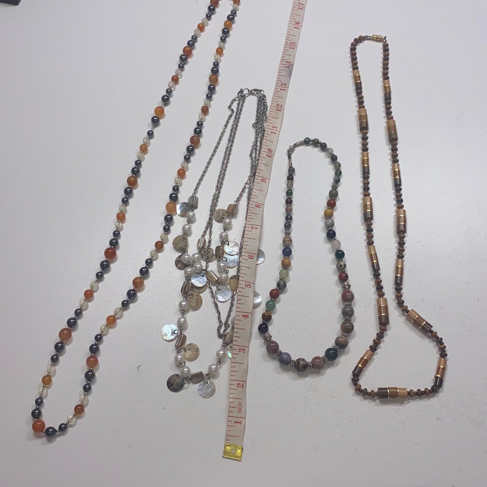 Lot Of 4 Multicolor Stone Beaded Layered Necklace