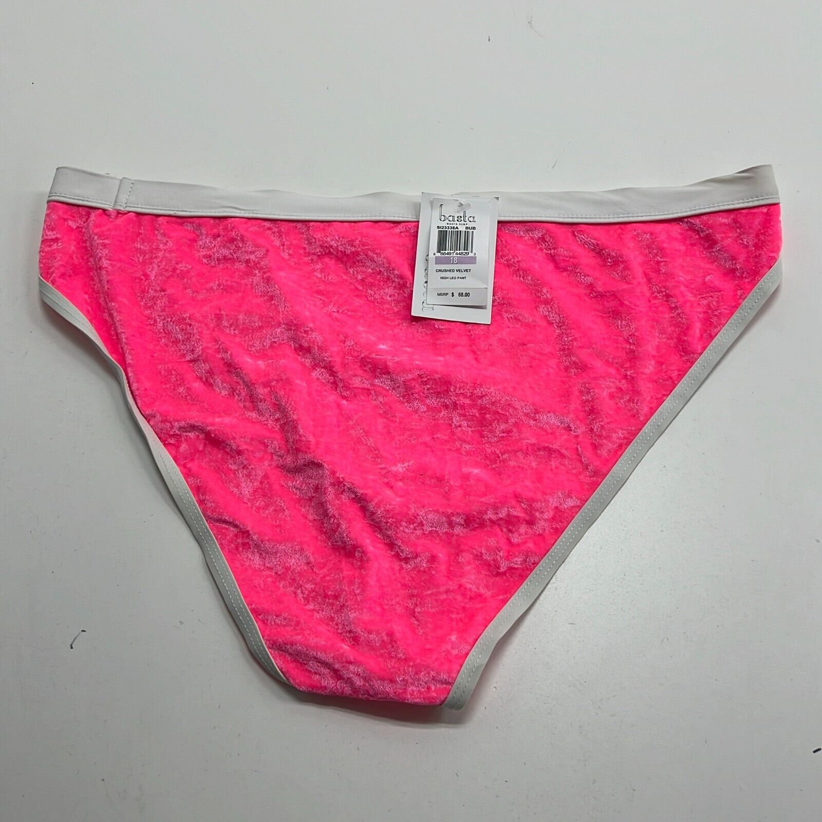 NWT Basta Surf Women's Pink Crushed Velvet Bikini Bottom Size 18 Made In USA