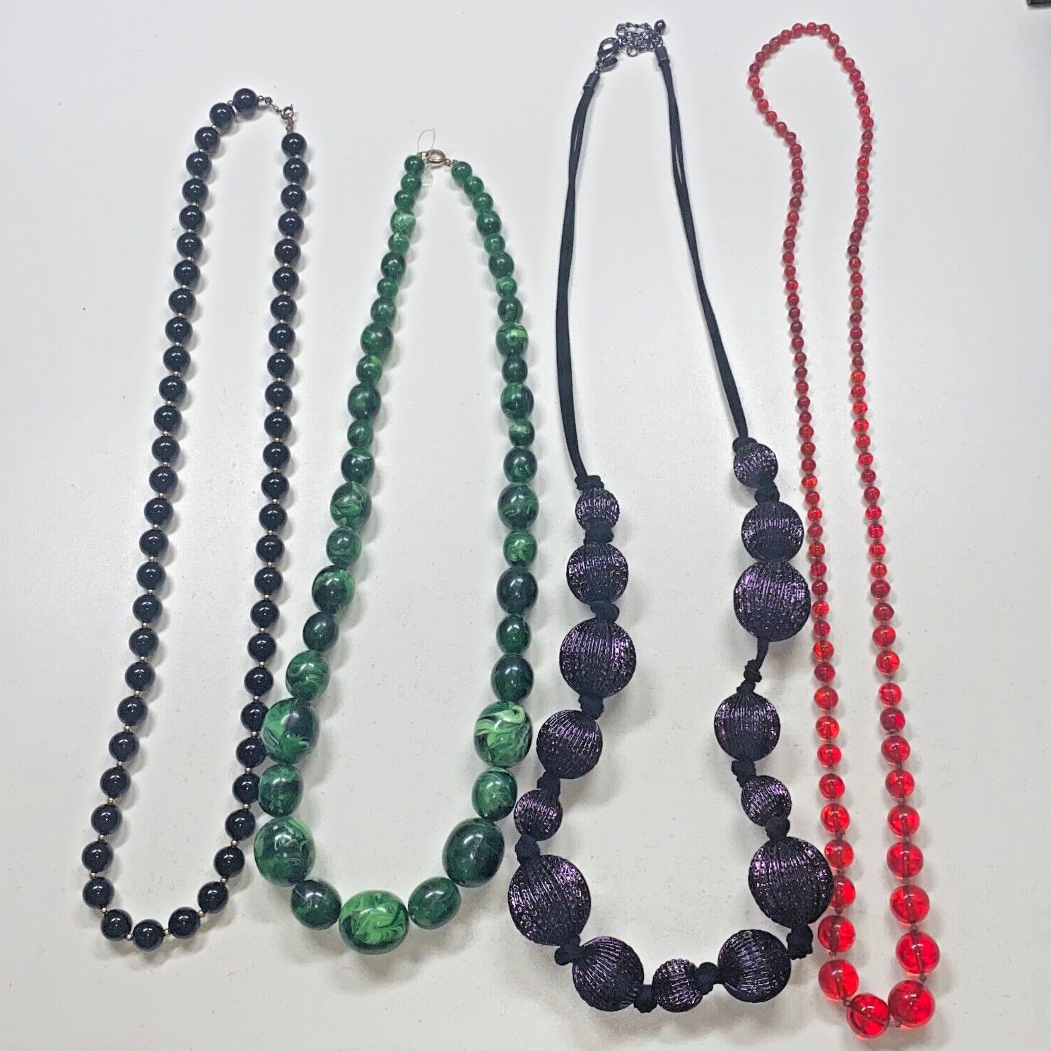 Lot Of 4 Fashion Jewelry Multicolor Graduated Beaded Necklaces