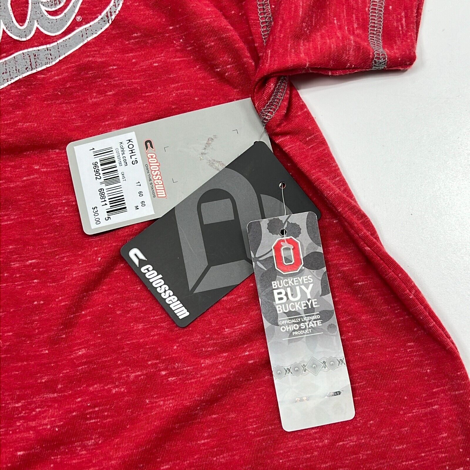 NWT Colosseum Women's Red Ohio State Buckeyes Football Shirt Size Medium