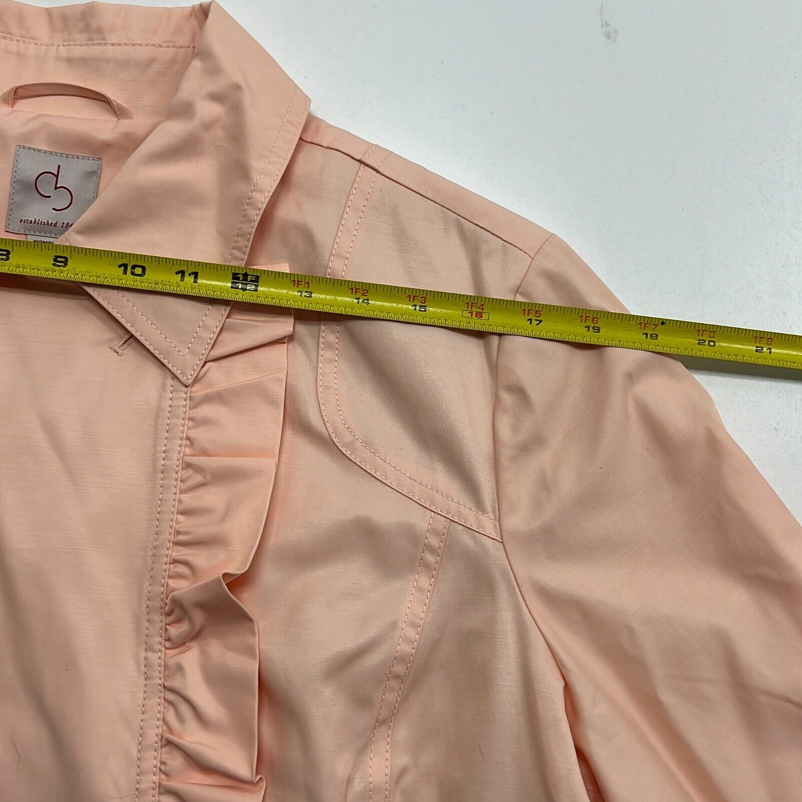 Dress Barn Women's Pink Long Sleeve Collared Ruffle Trench Coat Size 1X