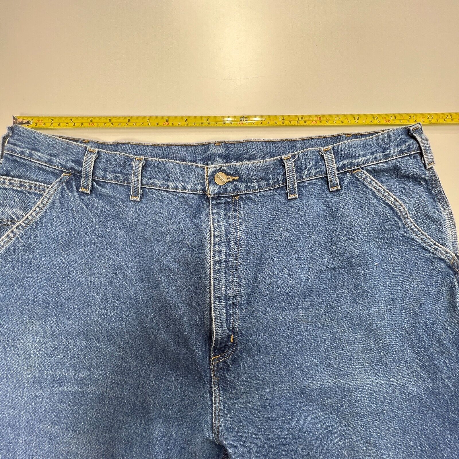 Carhartt B137DST Denim Cargo Jeans USA Made (Tag 44x32) Men's Size 42x31 Vintage