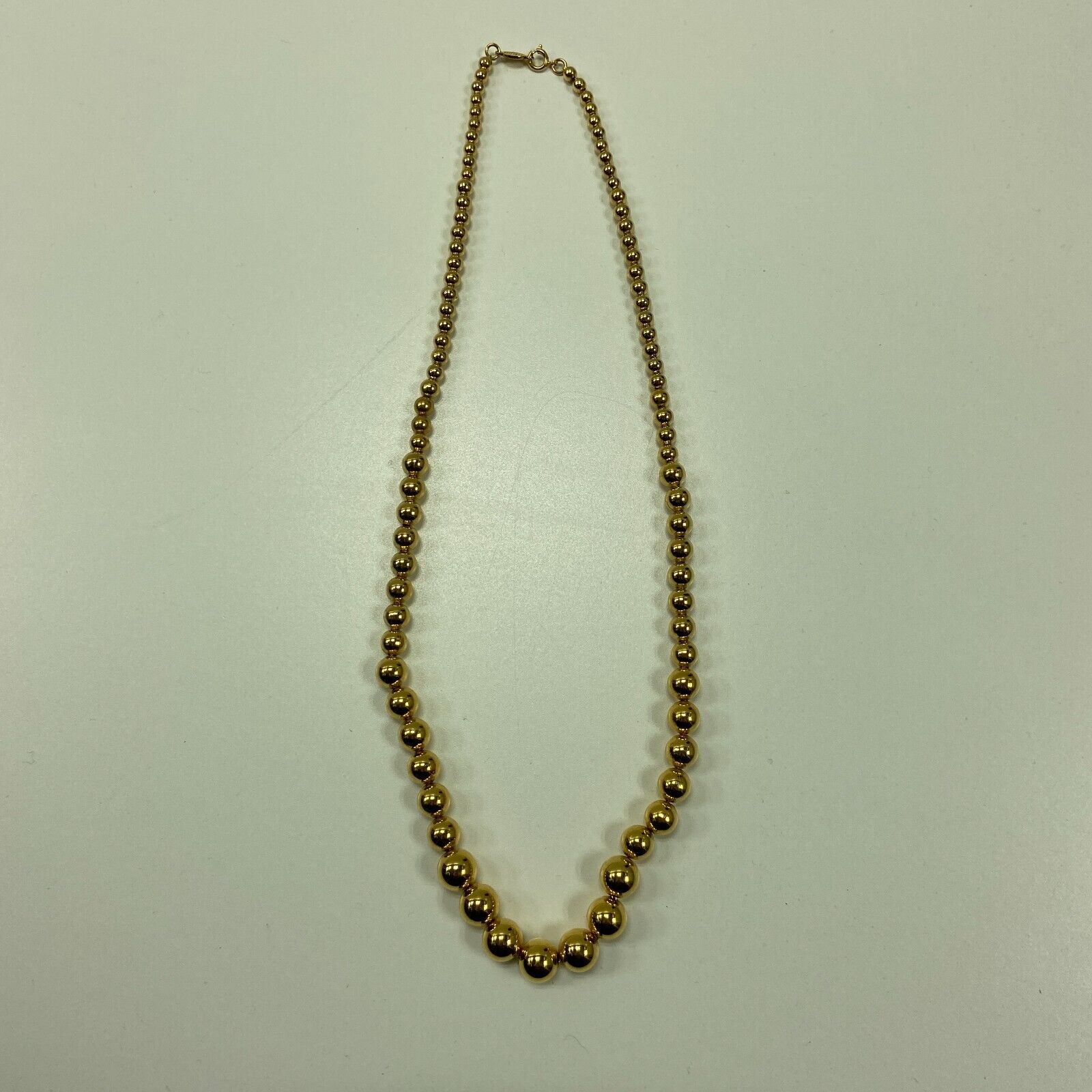 Napier Gold Tone Metal Bead 24" Necklace Estate Jewelry