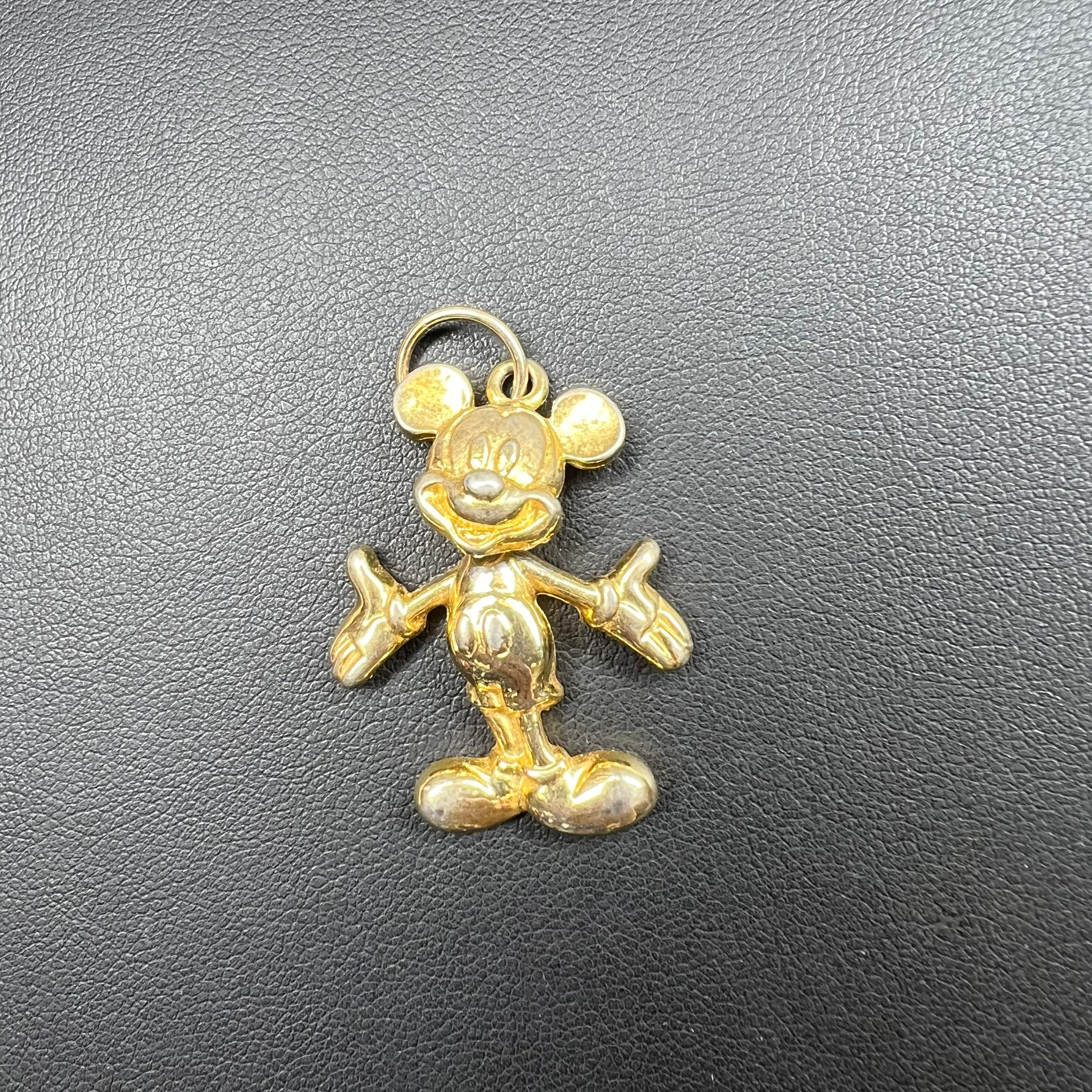 Articulating Mickey Mouse Pendant Gold Tone