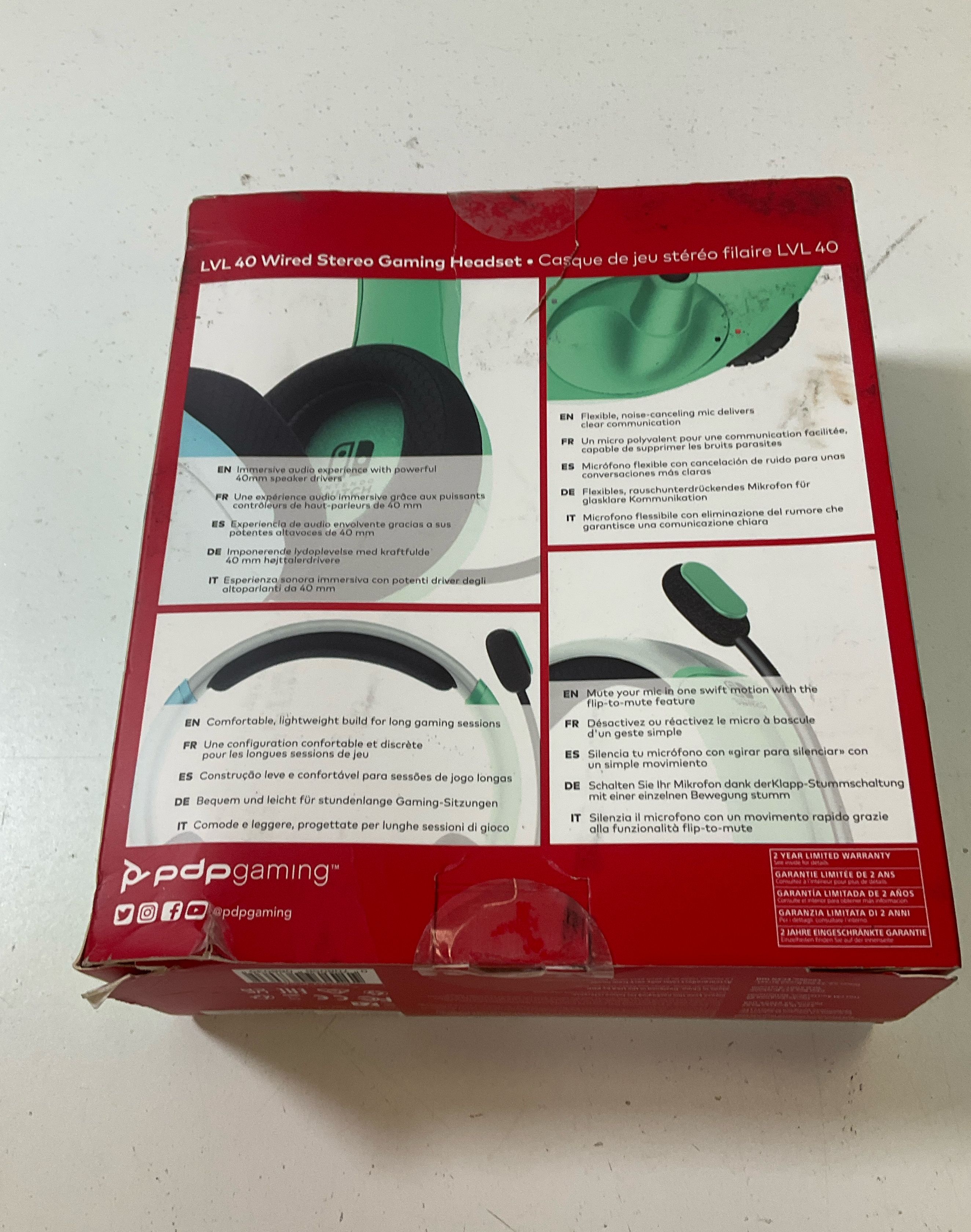 PDP Gaming Nintendo Switch LVL40 Wired Stereo Gaming Headset Open Box