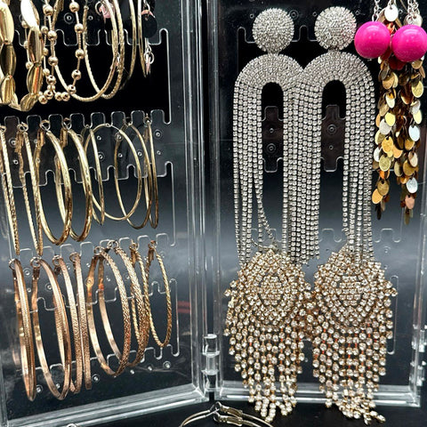 Big Style Statement Fashion Earrings Lot Mixed Large Hoops Rhinestone Dusters