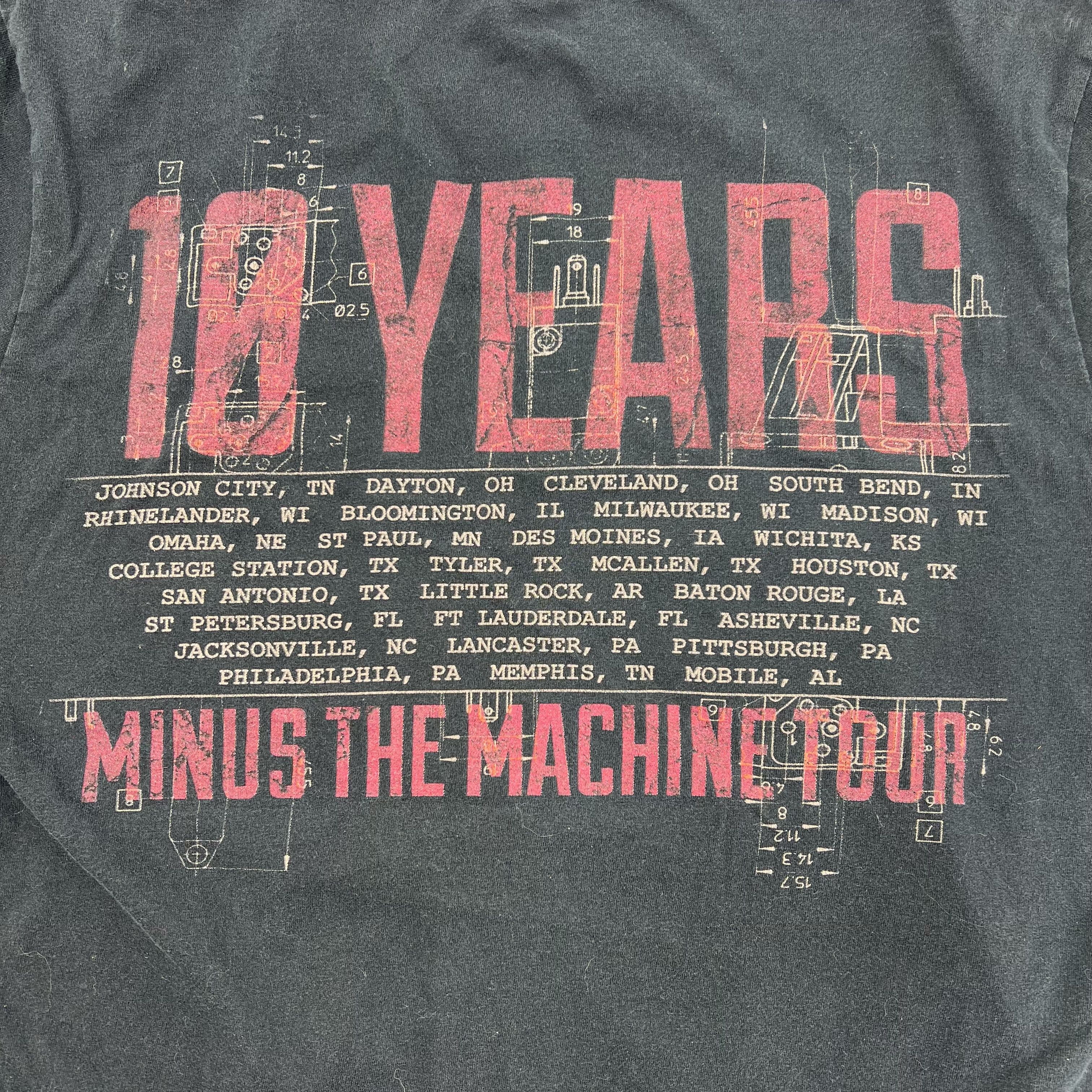 10 Years Minus The Machine Tour T Shirt 2012 Alt Metal Band Merch Size Medium