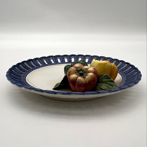 Italian Ceramic Decorative Wall Plate 3D Bell Peppers Reticulated Rim 10" Italy