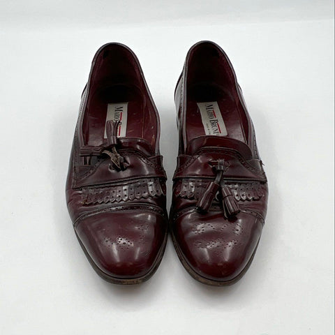 Mario Bruni Burgundy Leather Kiltie Tassel Wingtip Brogue Loafers Men's Size 8M