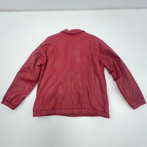Preston & York Vintage 90s Red Leather Bomber Jacket Women's XL
