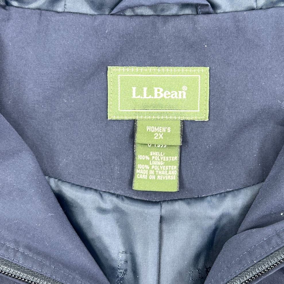 L.L.Bean Women's Polyester Hooded Rain Jacket Coat 2X Navy Blue Full Zip