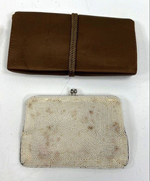 Vintage Mid Century Beaded Sequin Satin Evening Clutch Handbag Lot of 4