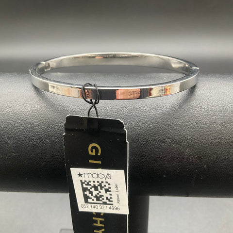 Givenchy Silver Tone Pave Crystal Hinged Bangle Bracelet 6.5" NWT