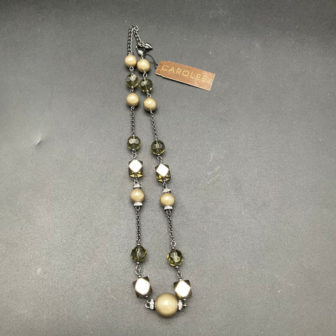 Carolee Demi Parure Necklace Bracelet Set Faux Pearl Crystal Gunmetal NWT