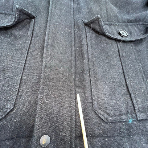 Guess Men's Black Military Field Jacket Wool Blend Coat Quilted Lining Size L