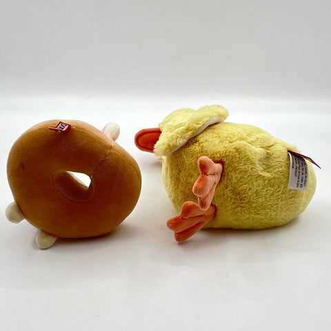 Douglas Stuffed Animal Plush Lot Pug Dog in Donut and Yellow Duckling 2 Pieces