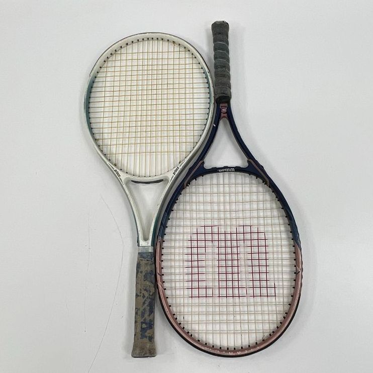 Lot of 2 Wilson Hope & Vintage 80s Prince Tennis Rackets Damaged Decor Prop