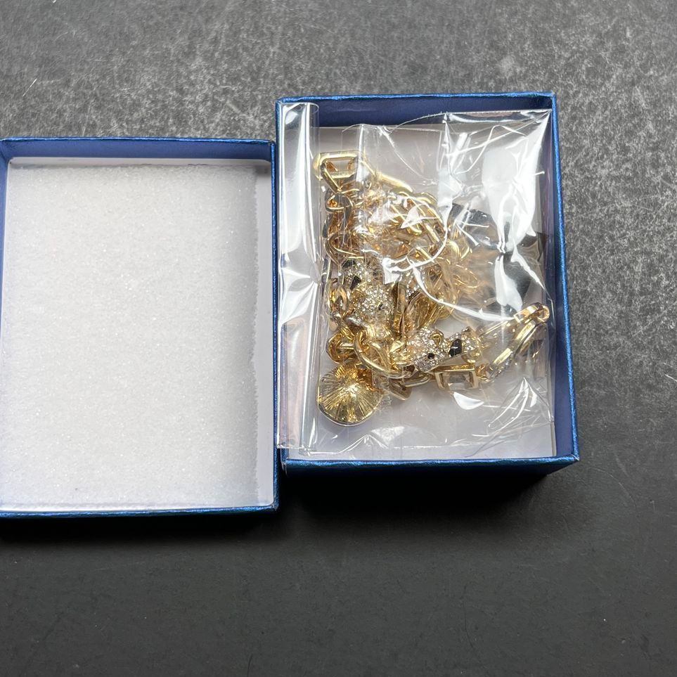 White Crystal Champagne Glass Big Cat Leopard Necklace NIB