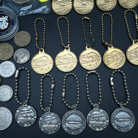 Challenge Coin Token Lot Military Pikes Peak Arcade Exonumia 55+ Piece Vintage