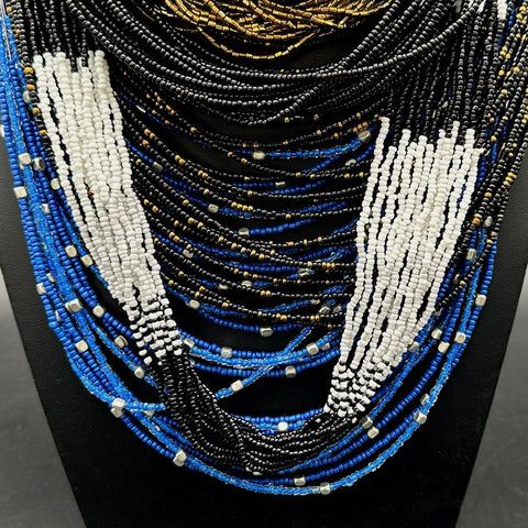 Vintage to Modern Seed Bead Multi-Strand Statement Necklace Jewelry Lot 5pc