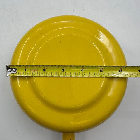Vintage Yellow Enamel Fondue Pot Set Wood Handle Mid Century Modern 4 Piece