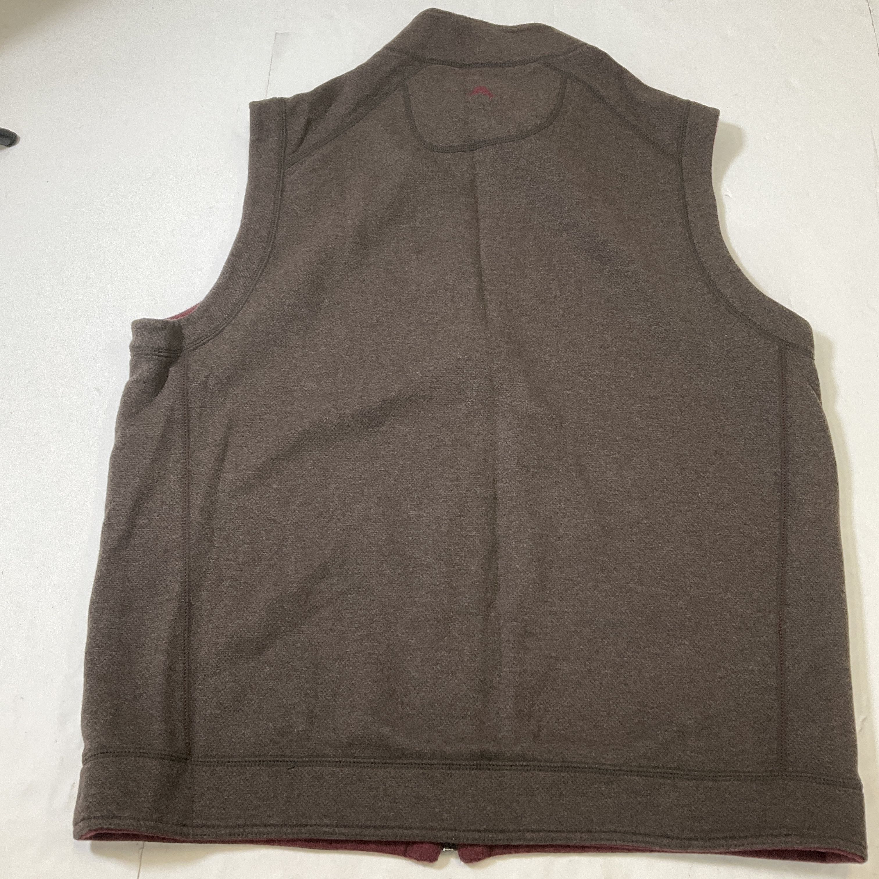 Tommy Bahama Brown Maroon Reversible Full Zip Sweater Vest Men's Size XL