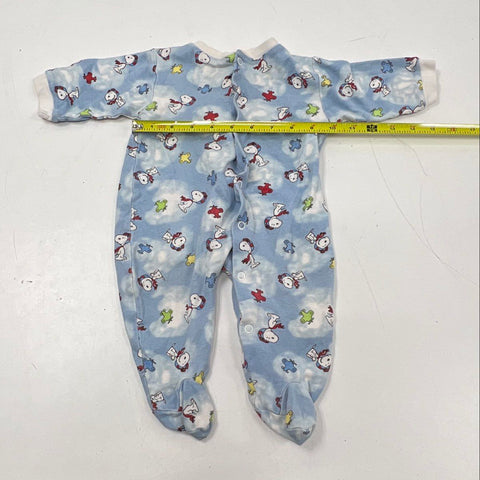 Baby Snoopy Blue Red Baron Clouds Vintage Y2K Footed Sleeper Pajamas Sz 6-9M