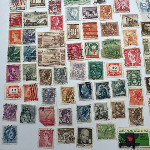 Worldwide Postage Stamp Lot Vintage USA Canada Europe Mystic Stamp Co 200 Pcs