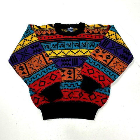Vintage 90s Saggon Copper Mountain Geometric Knit Sweaters Portugal Lot 2 Sz 7