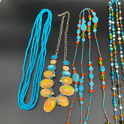 Vintage to Modern Costume Jewelry Necklace Lot 10 Pcs Beaded Statement Fashion