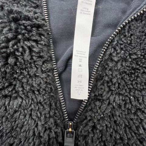 Lululemon Women's Black Textured Fleece 1/2 Zip Sherpa Cropped Pullover Size 6