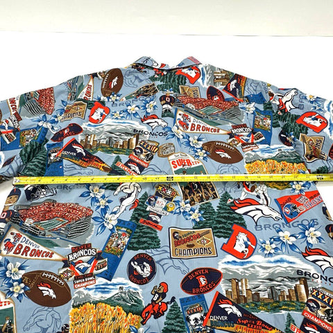 Reyn Spooner Men's Blue NFL Denver Broncos Super Bowl Champions Aloha Shirt XL