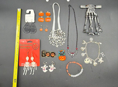 Mixed Halloween Costume Jewelry Lot 25+ Pcs Nightmare Before Christmas Skeleton